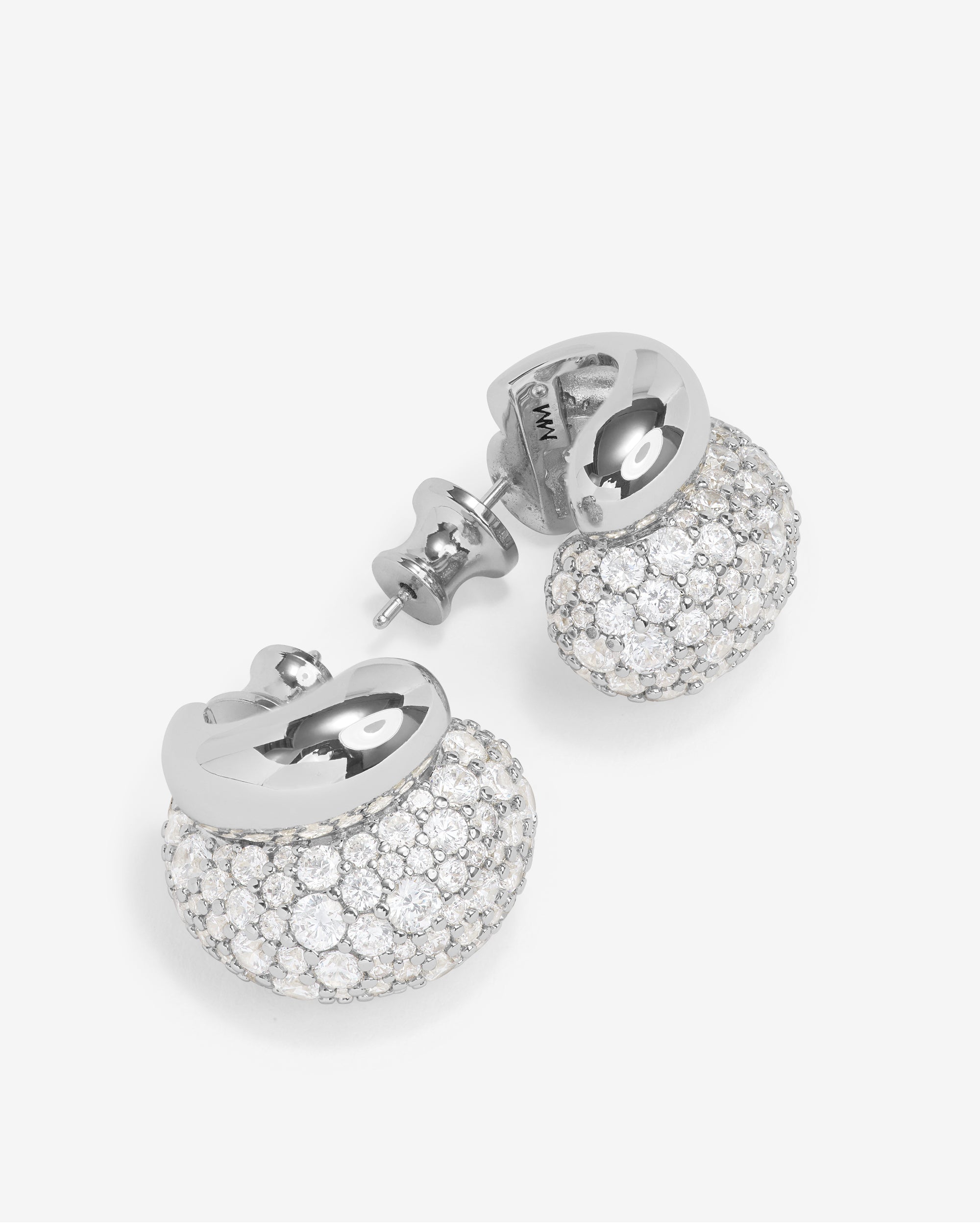 Norah Pavé Double Hoop - Silver|White Diamondettes