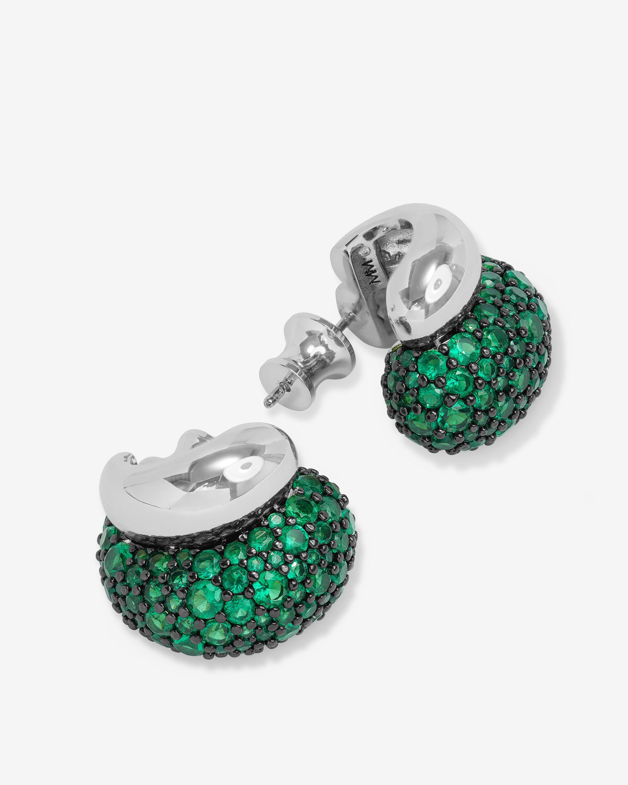 Norah Pavé Double Hoop - Silver|Emerald