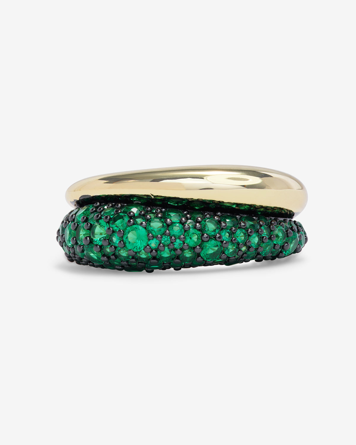 Norah Pavé Double Ring: Gold & Emerald Stacking Ring – Melinda Maria ...