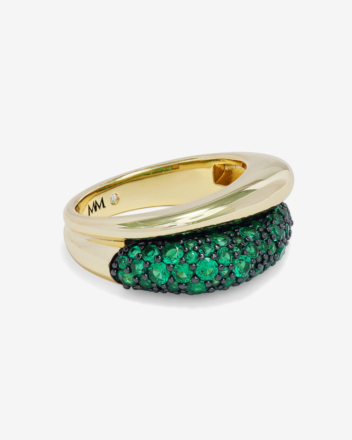 Norah Pavé Double Ring: Gold & Emerald Stacking Ring – Melinda Maria ...