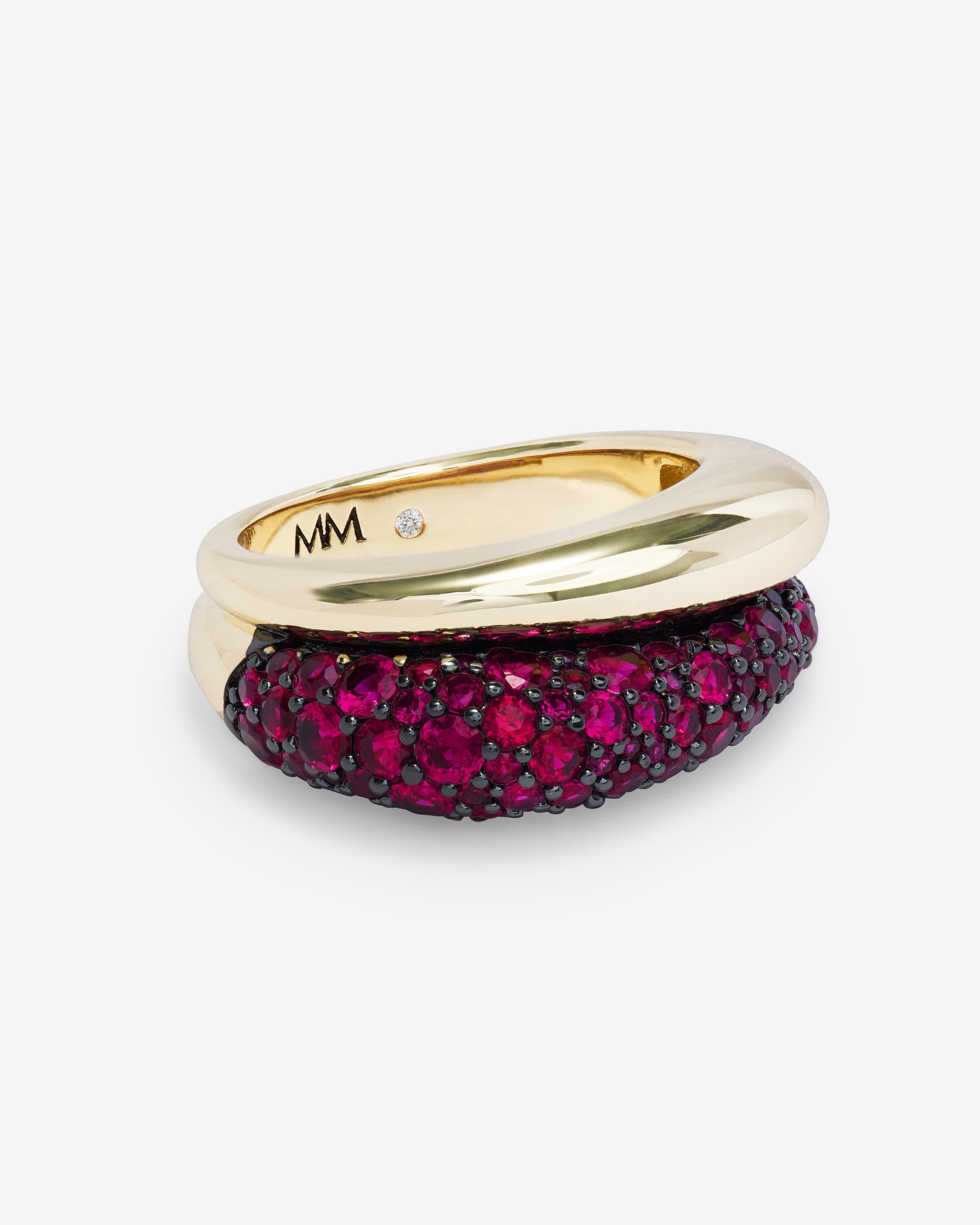 Norah Pavé Double Ring - Gold|Ruby