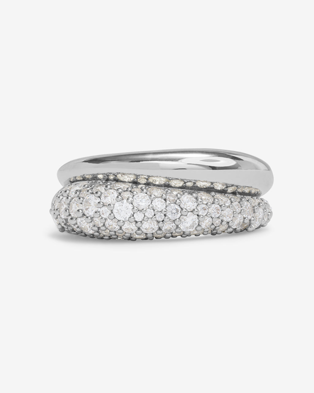 Norah Pavé Double Ring - Silver|White Diamondettes