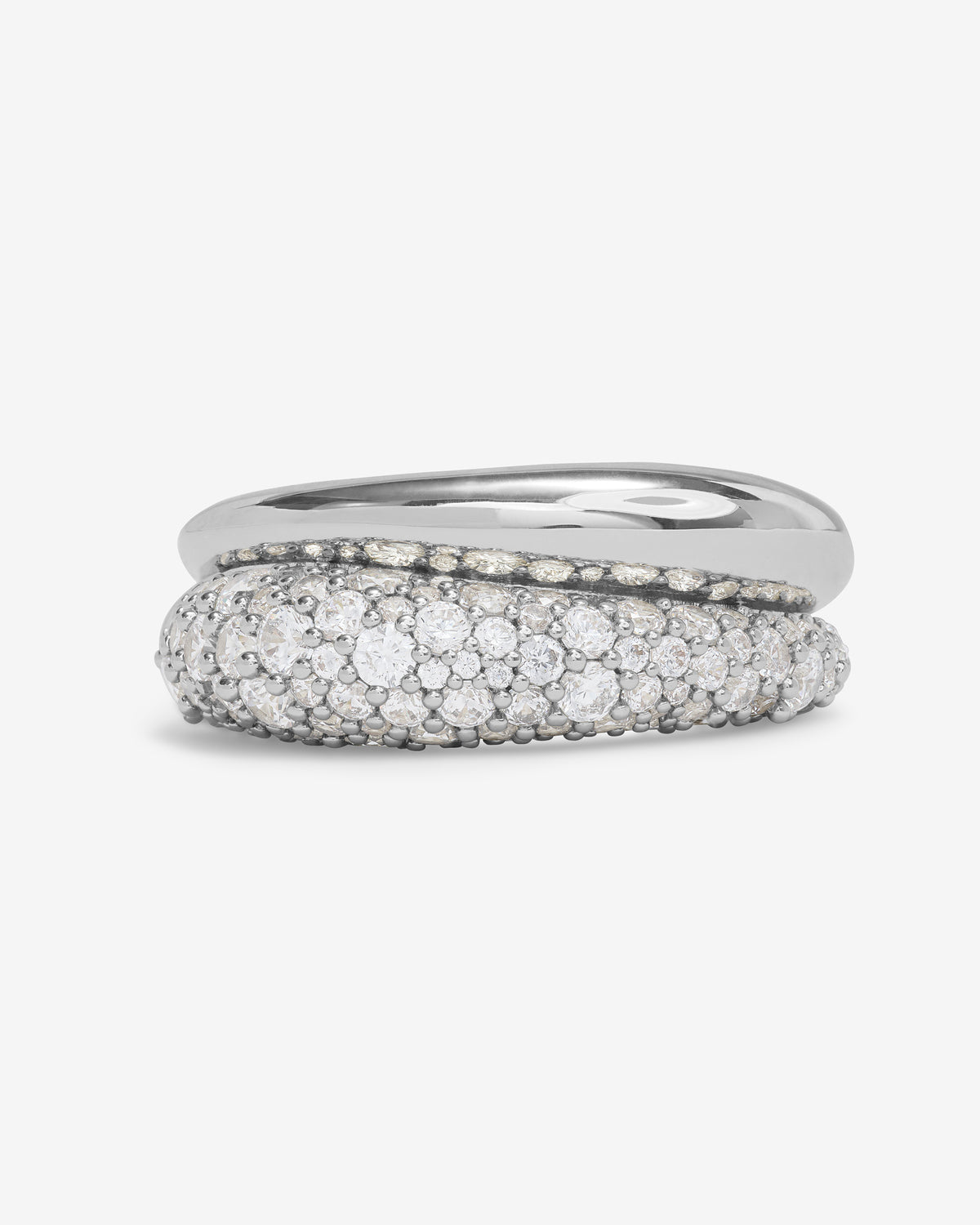 Norah Pavé Double Ring: Silver Stacking Statement – Melinda Maria Jewelry