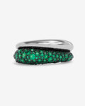 Norah Pavé Double Ring - Silver|Emerald