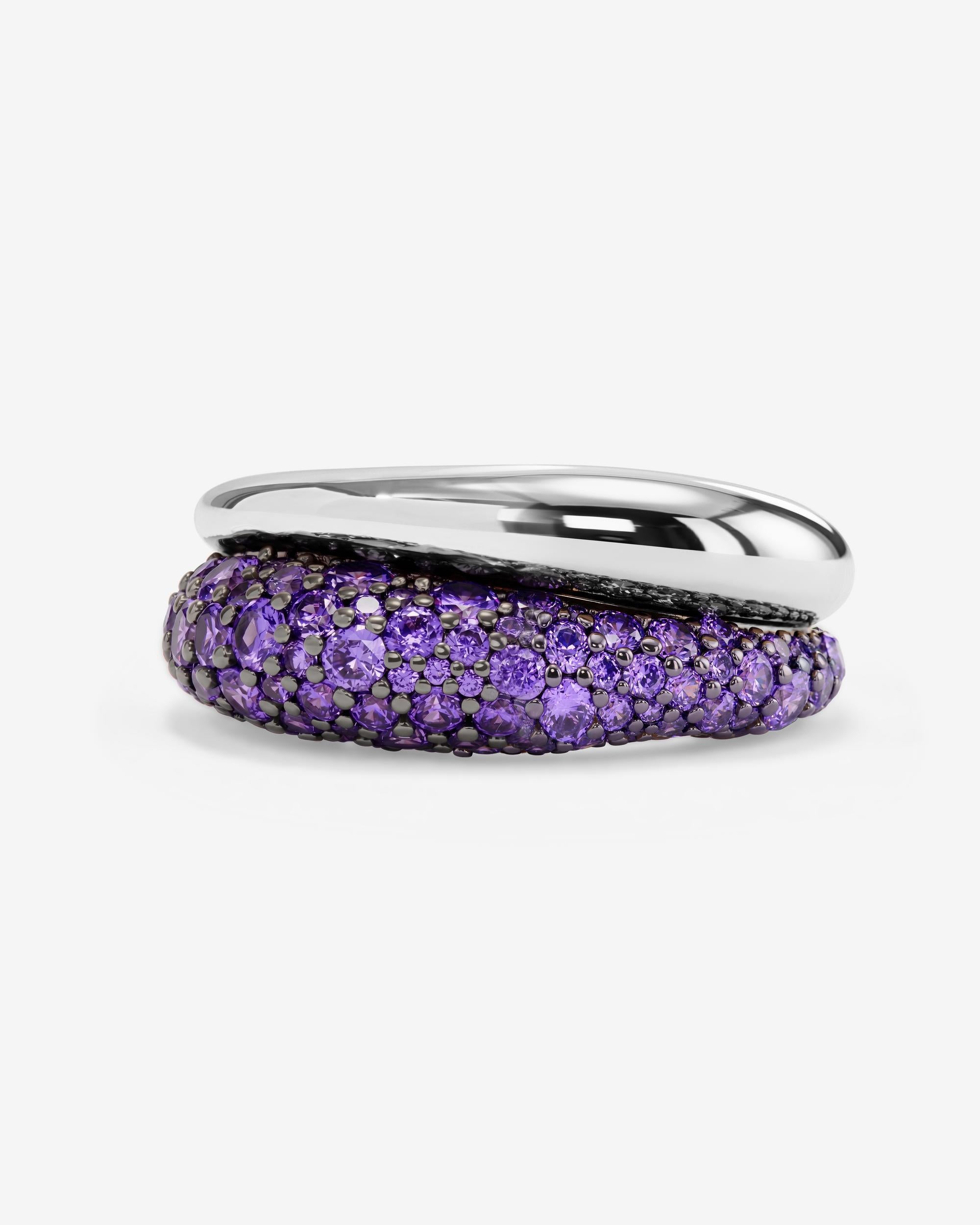 Norah Pavé Double Ring - Silver|Lavender Amethyst – Melinda Maria