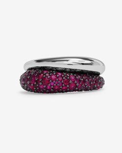 Norah Pavé Double Ring - Silver|Ruby