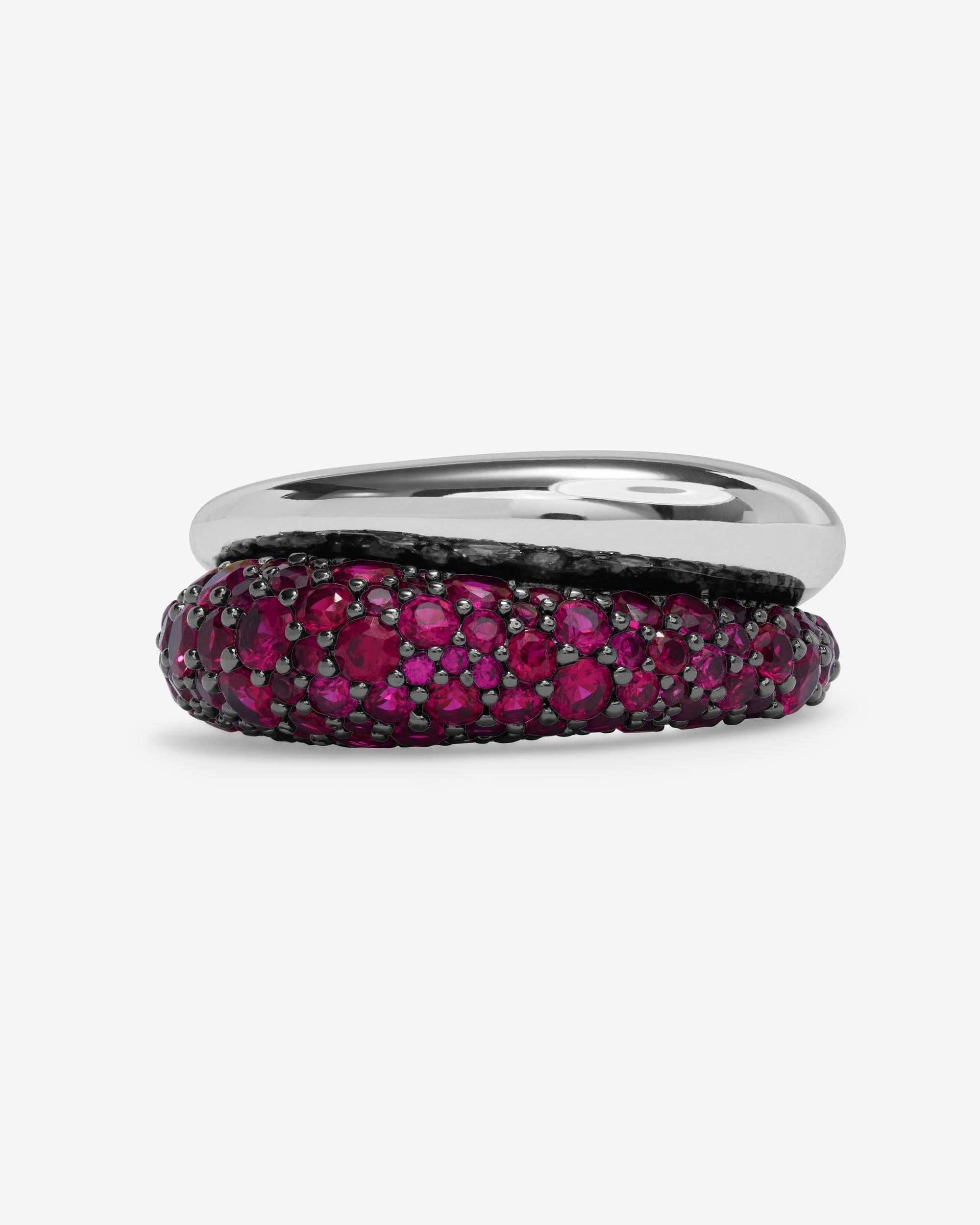 Norah Pavé Double Ring - Silver|Ruby