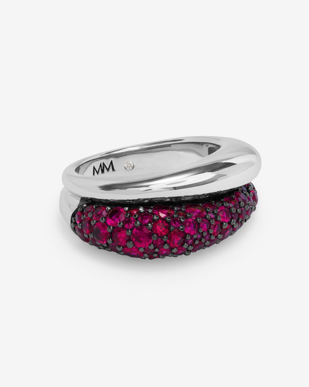 Norah Pavé Double Ring - Silver|Ruby