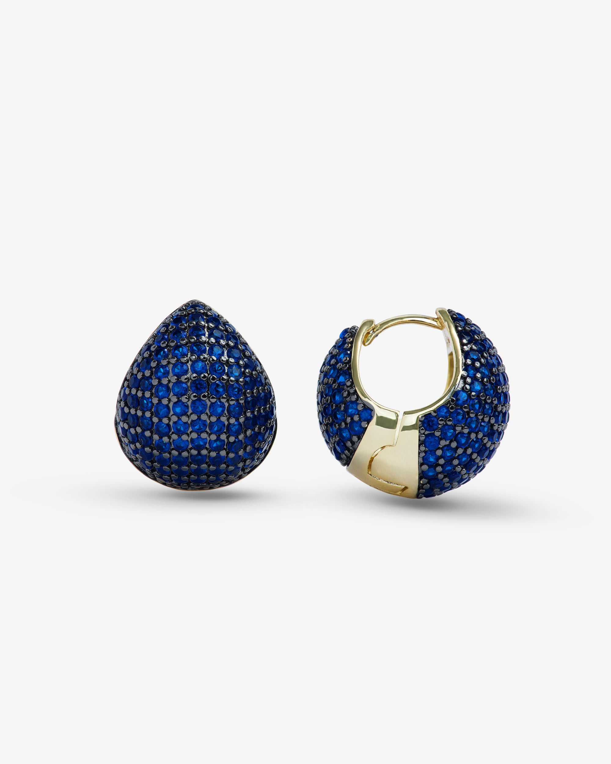 Norah Pavé Earrings - Gold|Blue Sapphire