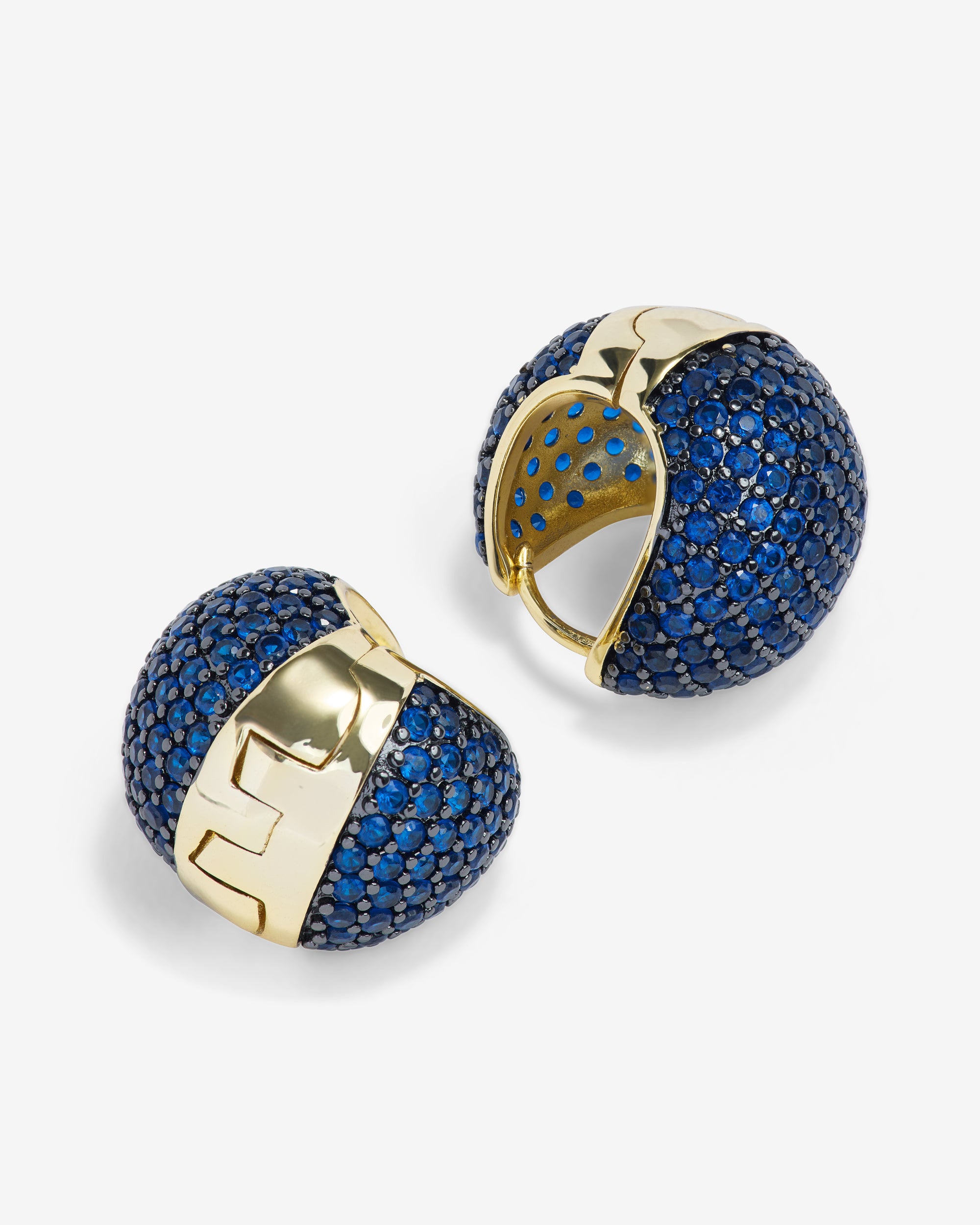 Norah Pavé Earrings - Gold|Blue Sapphire