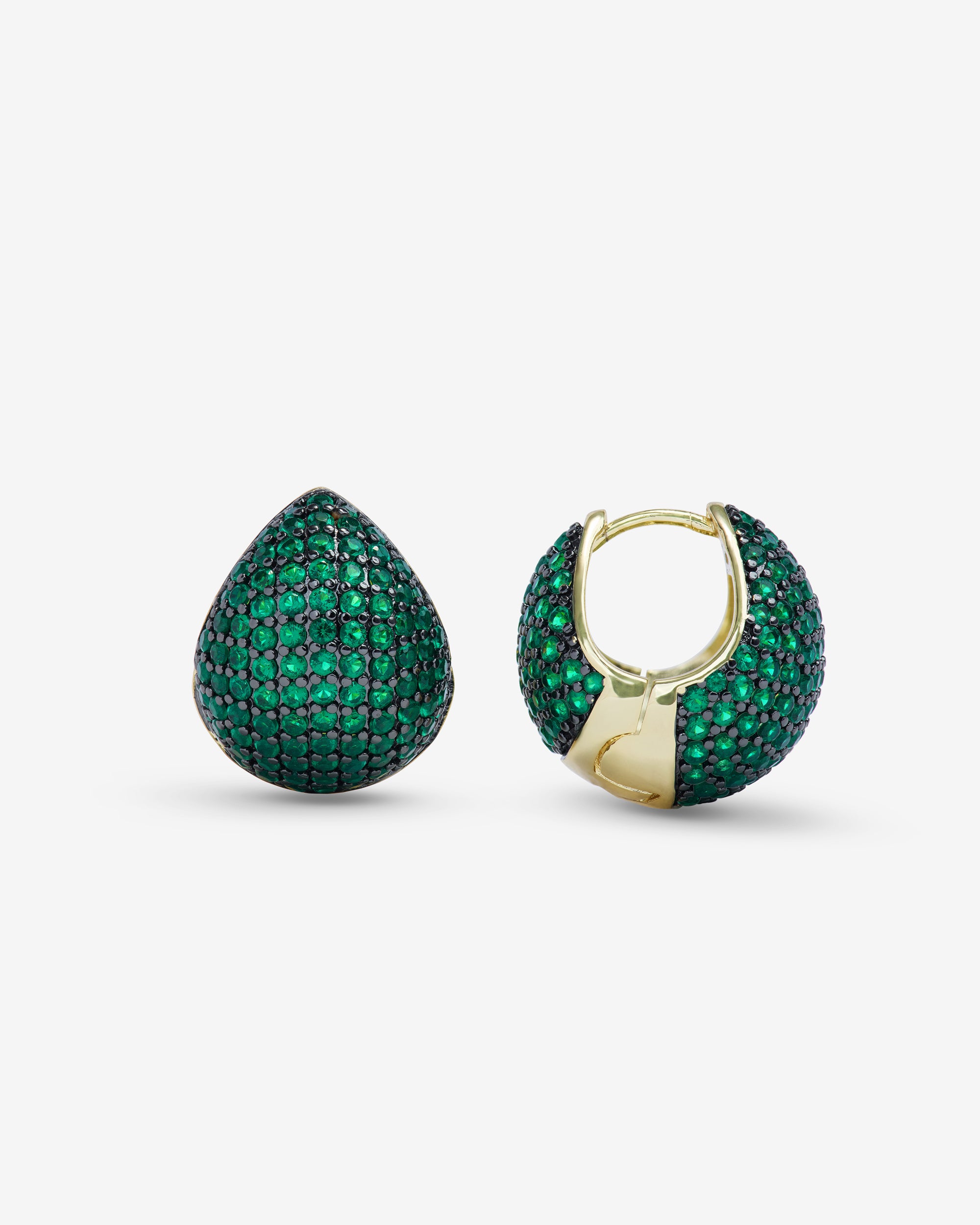 Norah Pavé Earrings - Gold|Emerald