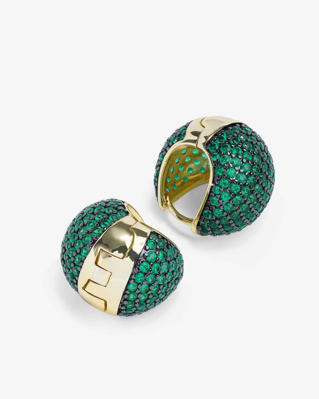 Norah Pavé Earrings - Gold|Emerald