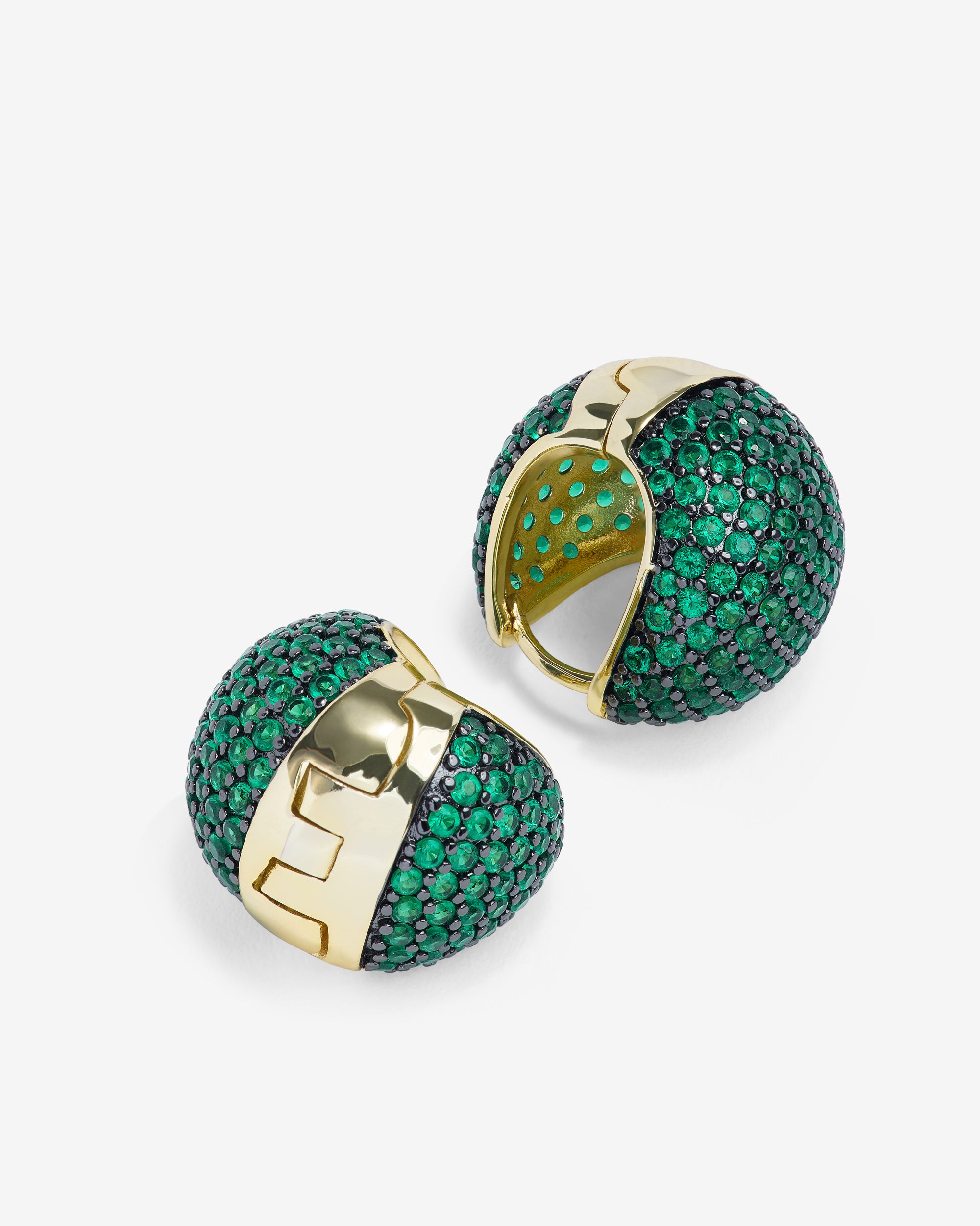 Norah Pavé Earrings - Gold|Emerald