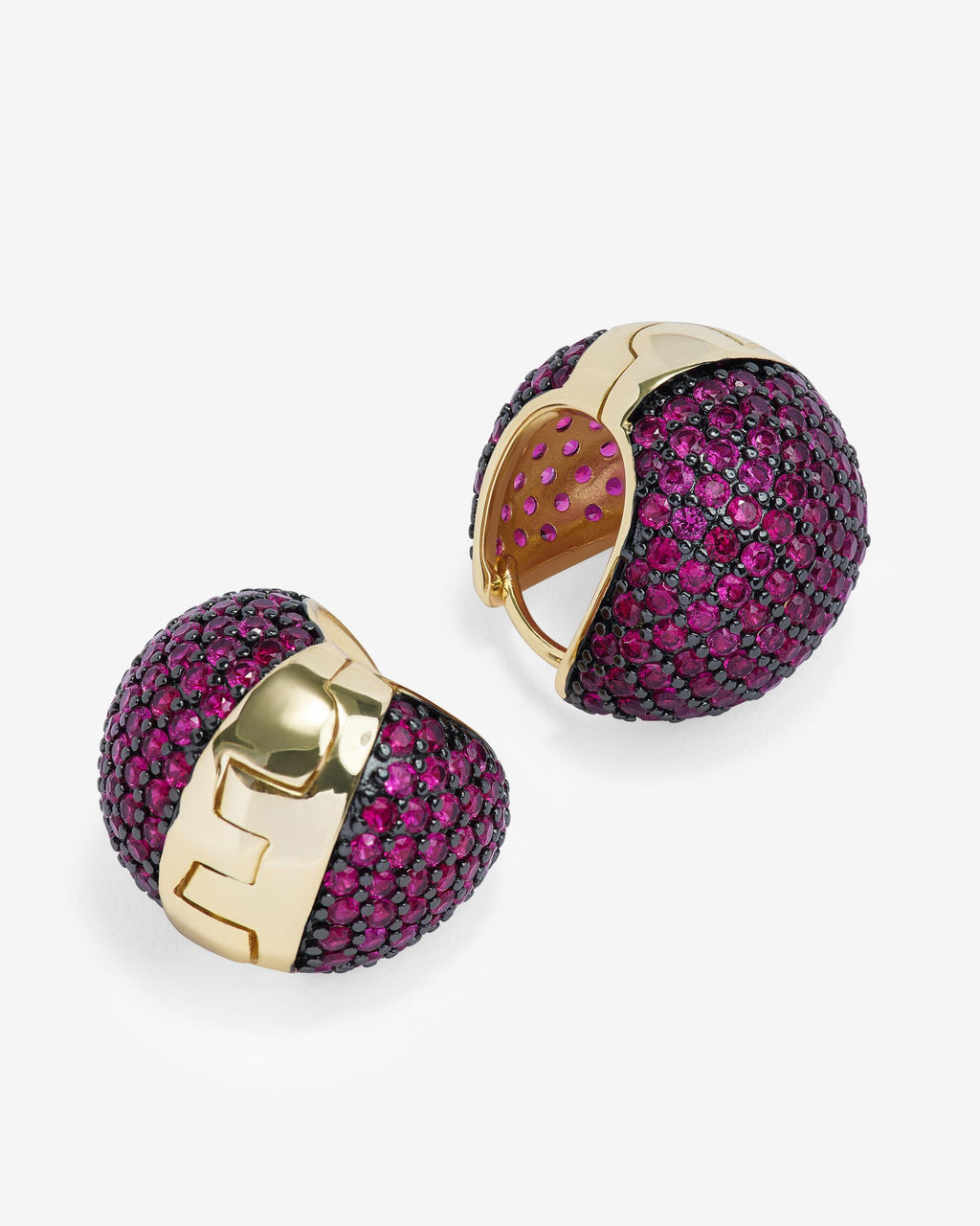 Norah Pavé Earrings - Gold|Ruby