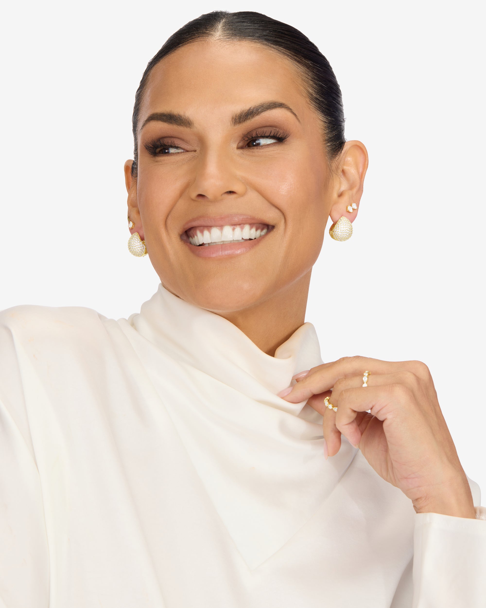 Norah Pavé Earrings - Gold|White Diamondettes