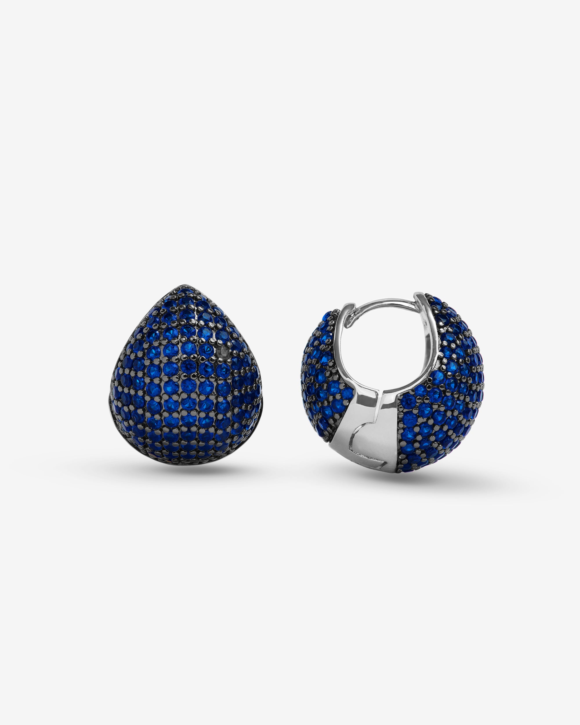 Norah Pavé Earrings - Silver|Blue Sapphire