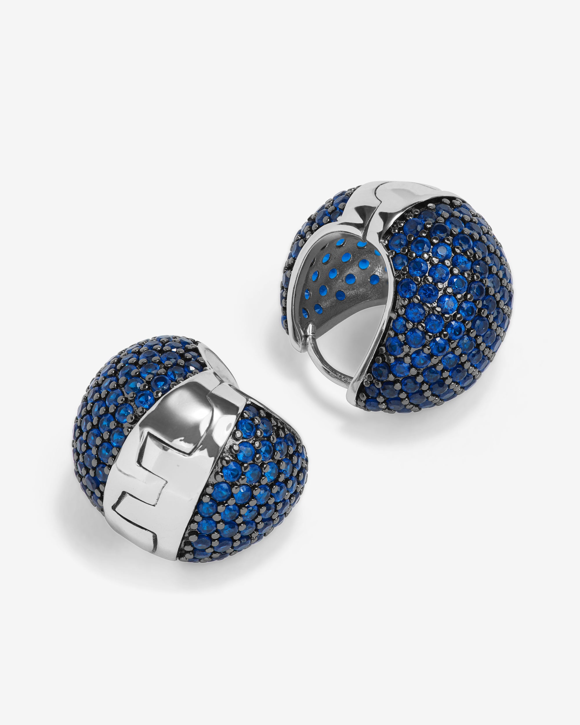 Norah Pavé Earrings - Silver|Blue Sapphire
