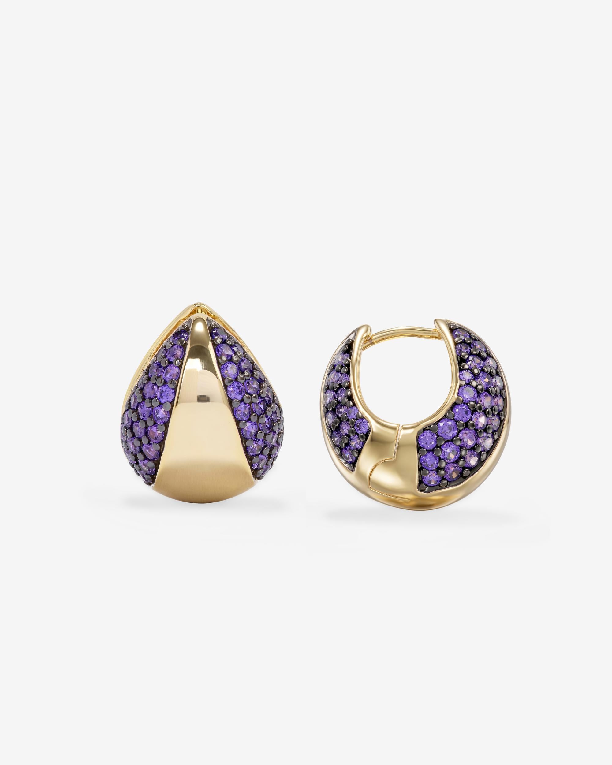 Norah Split Pavé Earrings - Gold|Lavender Amethyst – Melinda Maria
