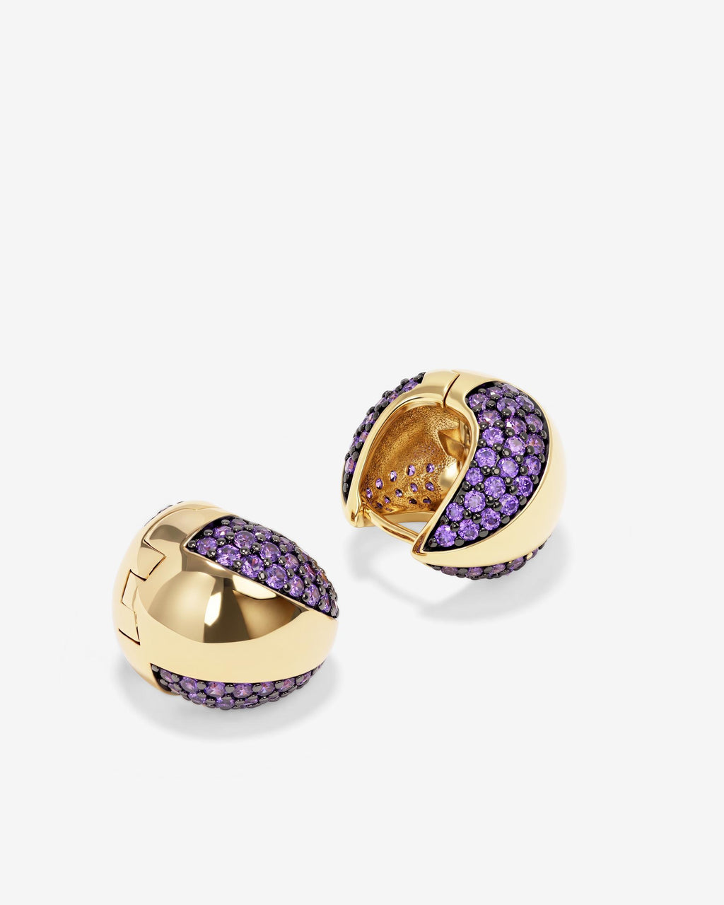 Norah Split Pavé Earrings - Gold|Lavender Amethyst