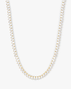 Not Your Basic Tennis Necklace 4mm - Gold|White Diamondettes