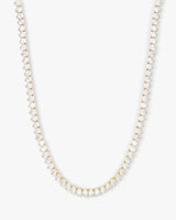Mama Not Your Basic Tennis Necklace 16" - Gold|White Diamondettes