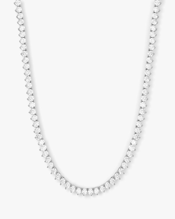 Mama Not Your Basic Tennis Necklace 18" - Silver|White Diamondettes