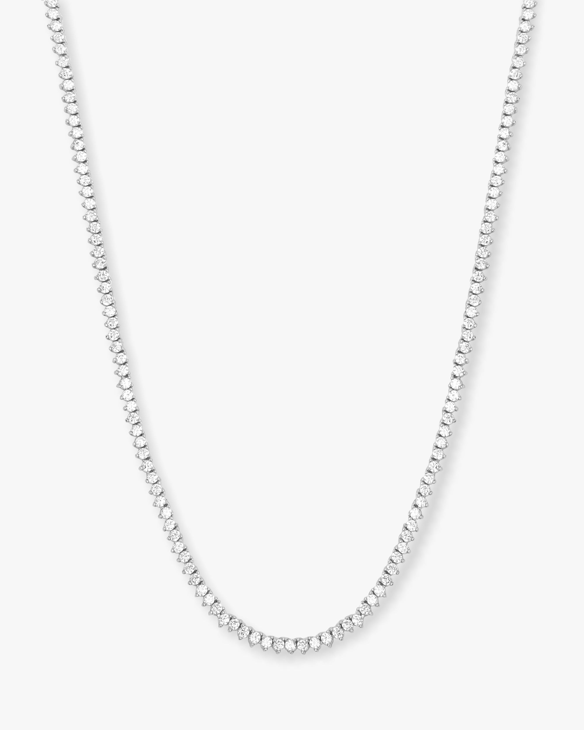 Baby Not Your Basic Tennis Necklace - Silver|White Diamondettes