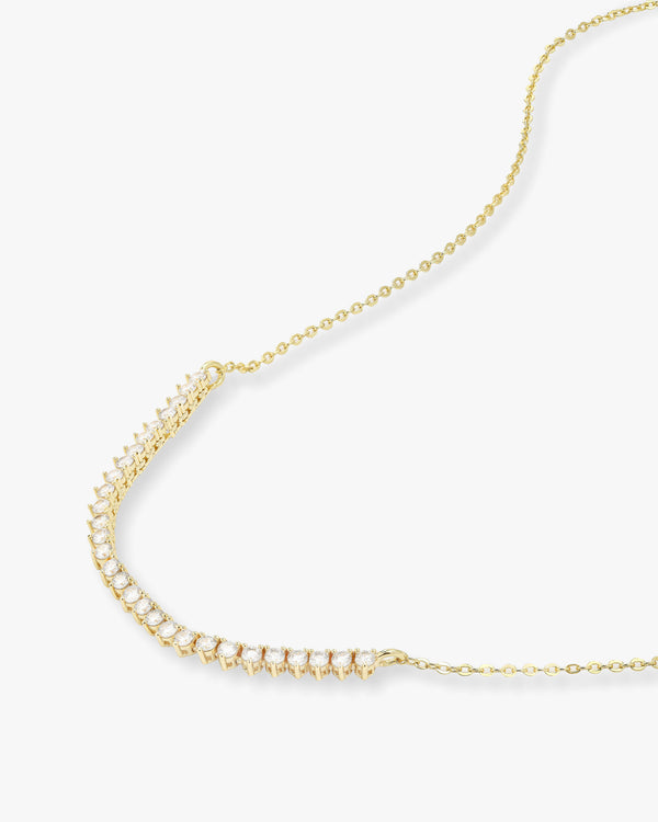 Baby Not Your Basic Tennis Chain Necklace - Gold|White Diamondettes