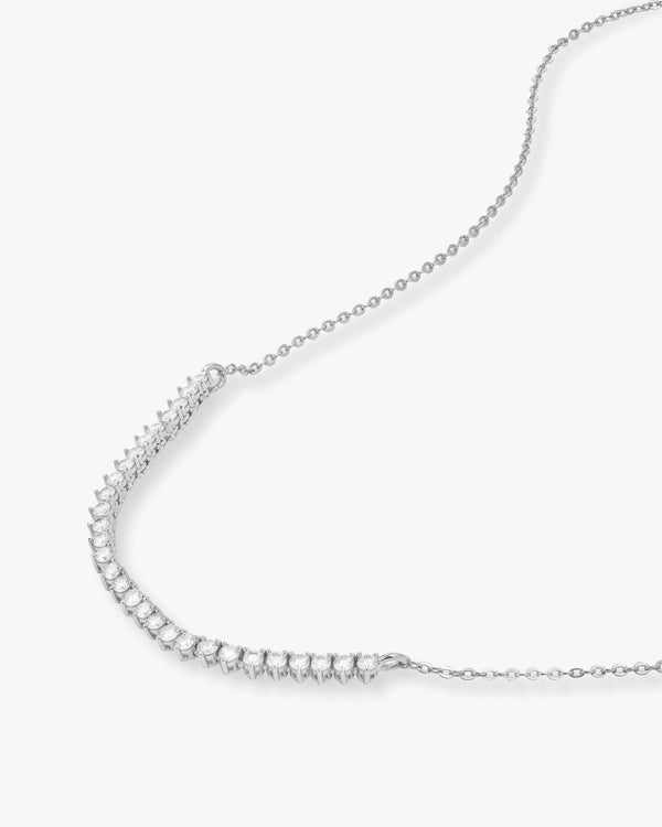 Baby Not Your Basic Tennis Chain Necklace - Silver|White Diamondettes