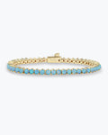Not Your Basic Tennis Bracelet 3mm - Gold|Blue Opal