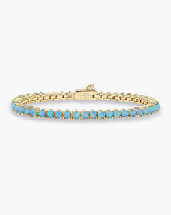 Not Your Basic Tennis Bracelet 3mm - Gold|Blue Opal