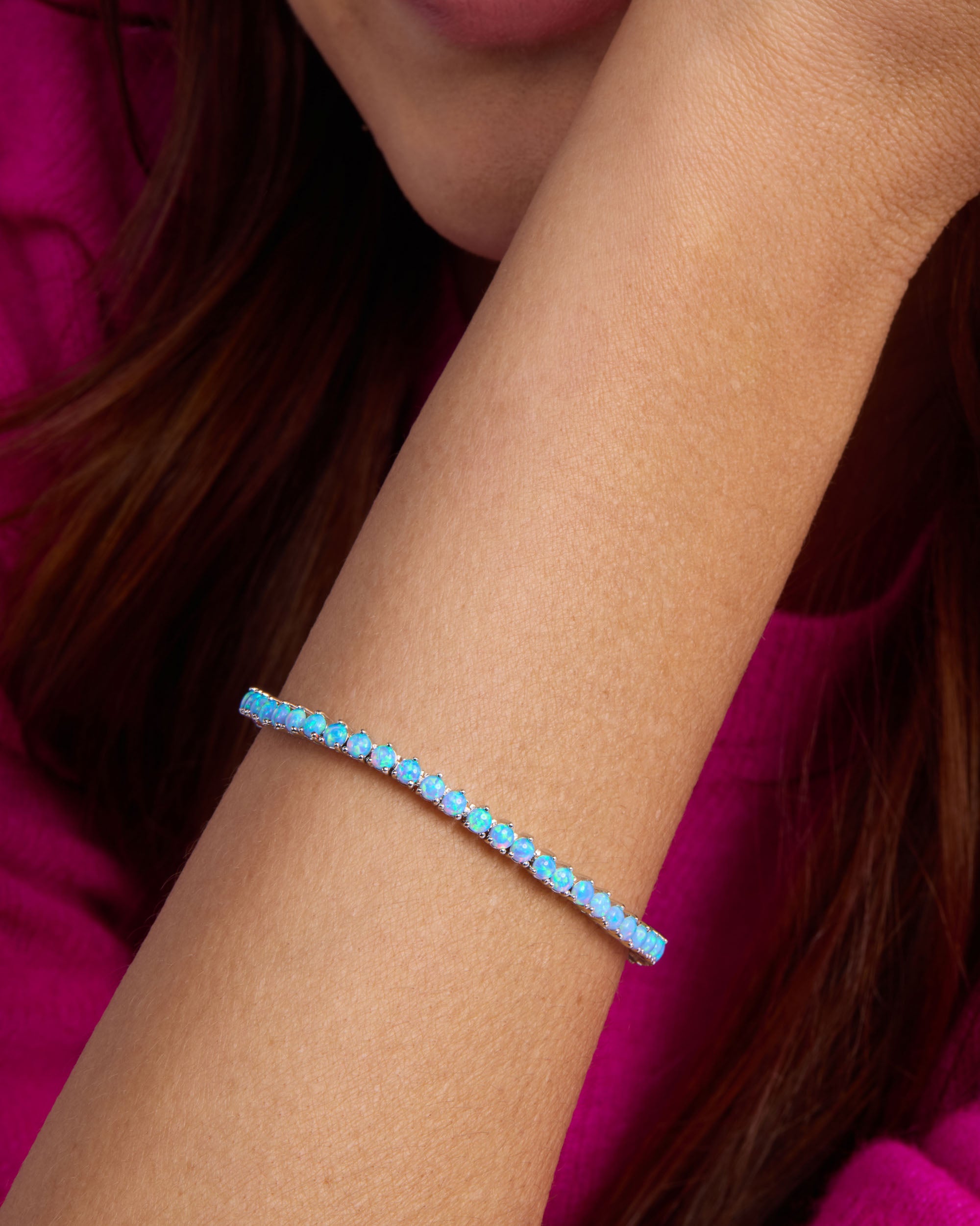 Not Your Basic Tennis Bracelet 3mm - Silver|Blue Opal