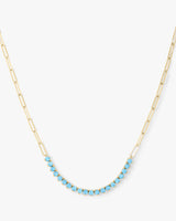 Not Your Basic Blue Opal Samantha Tennis Necklace - Gold|Blue Opal