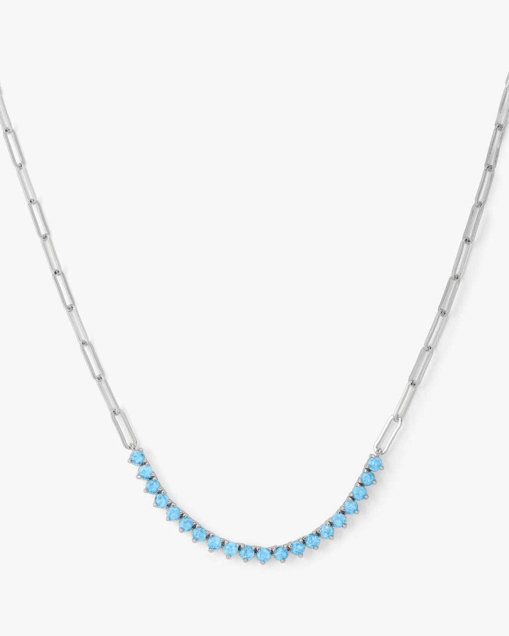 Not Your Basic Samantha Tennis Necklace | Silver Blue Opal