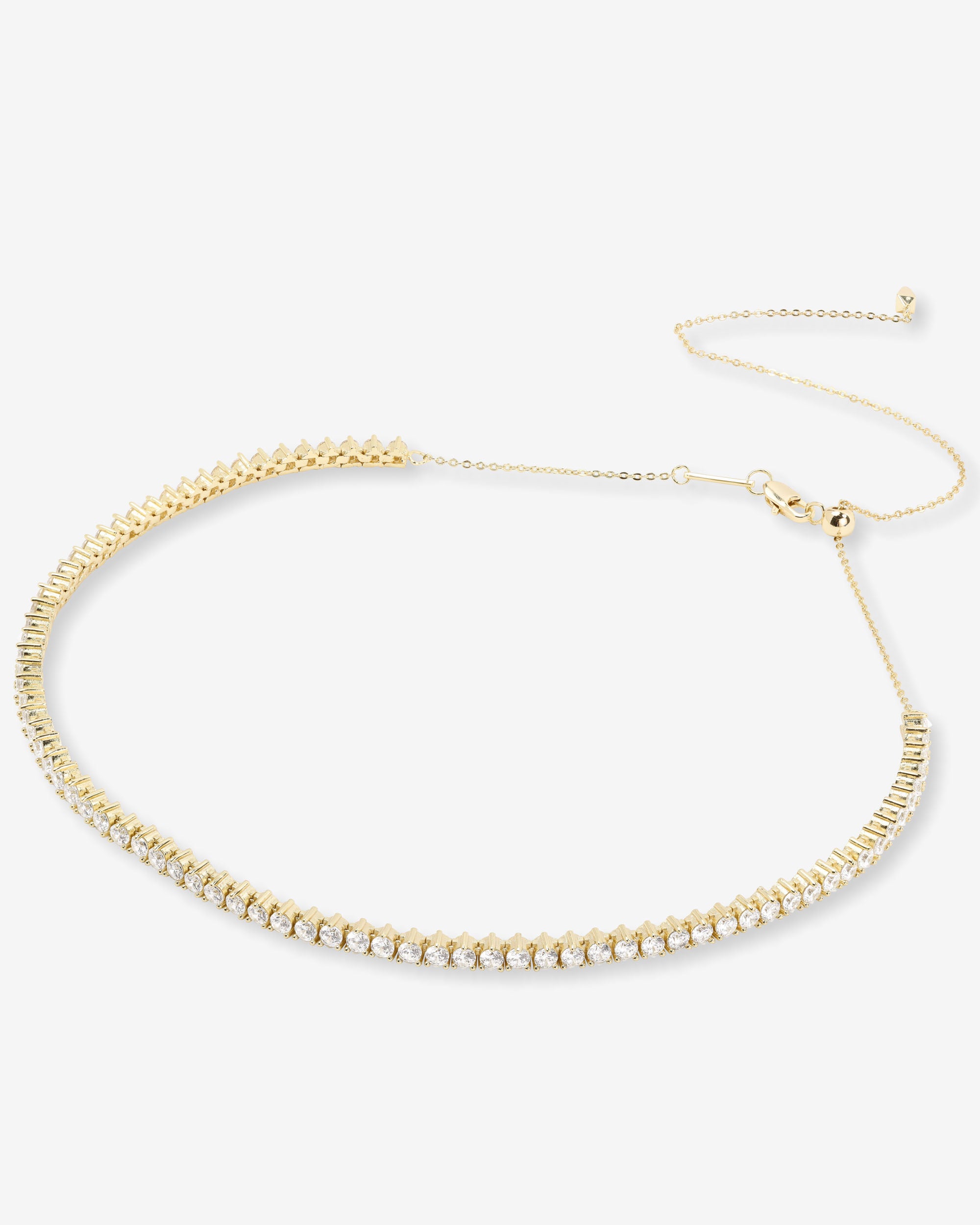 Not Your Basic Tennis Choker 3mm - Gold|White Diamondettes