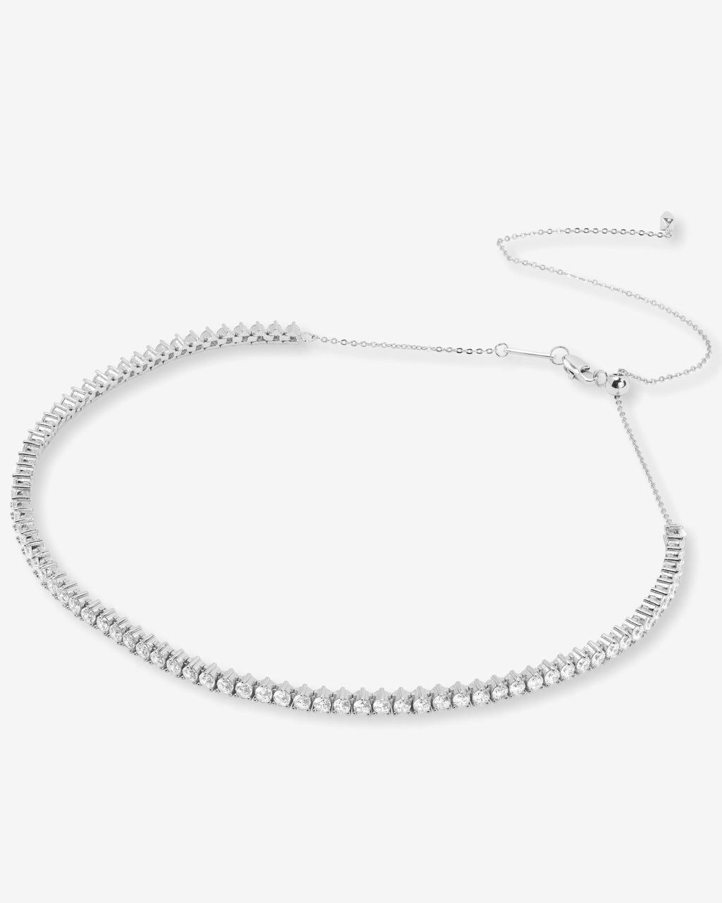 Not Your Basic Tennis Choker 3mm - Silver|White Diamondettes