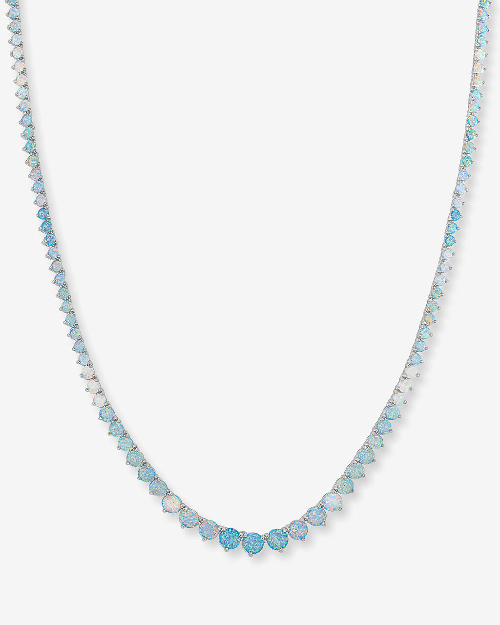 Not Your Basic Graduated Ombré Tennis Necklace - Silver|Blue Opal Ombré