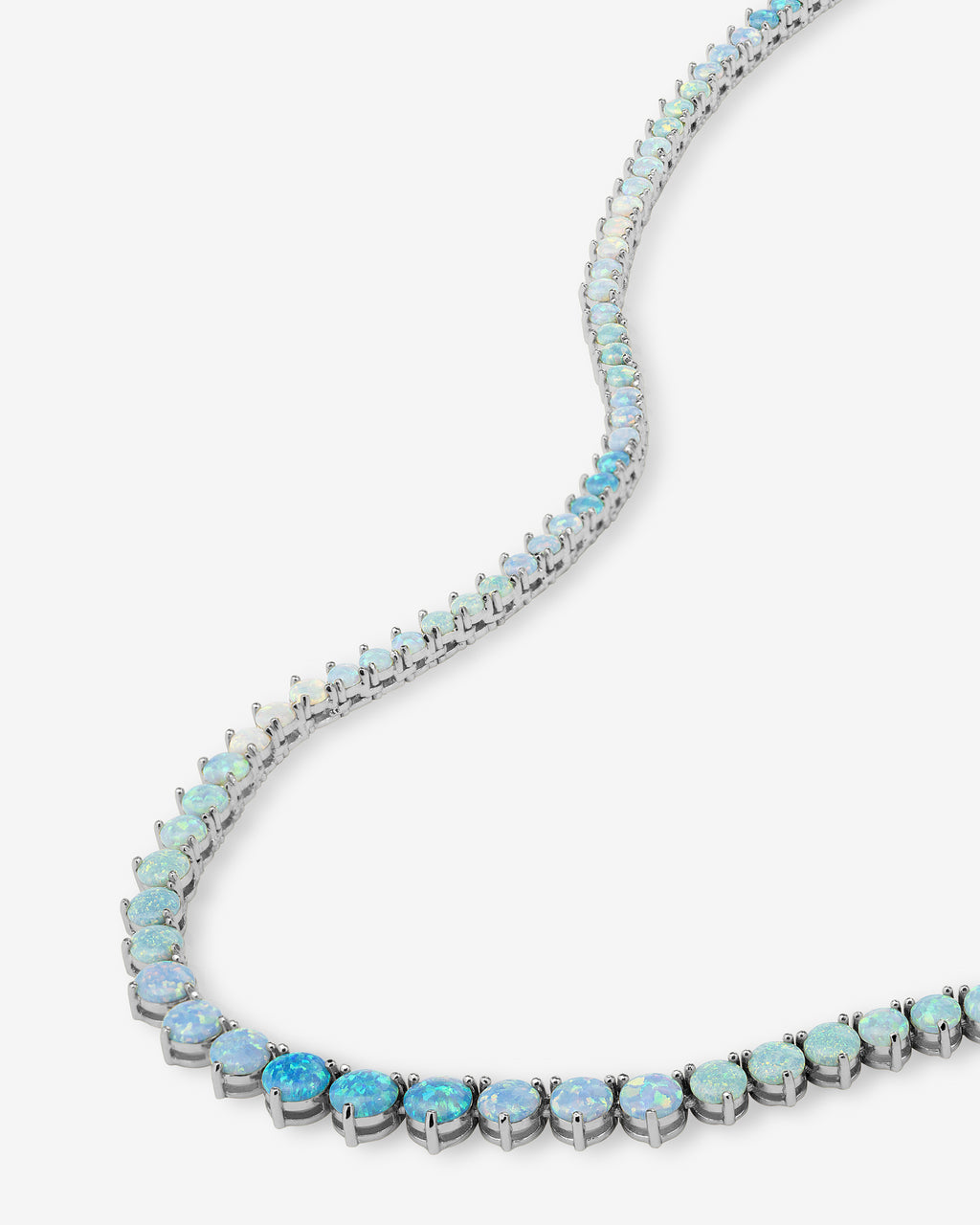 Not Your Basic Graduated Ombré Tennis Necklace - Silver|Blue Opal Ombré