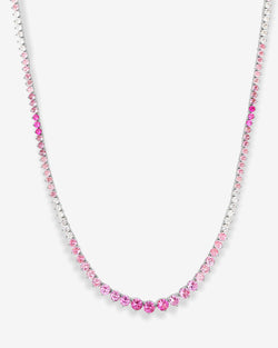 Not Your Basic Graduated Ombré Tennis Necklace - Silver|Pink Sapphire Ombré