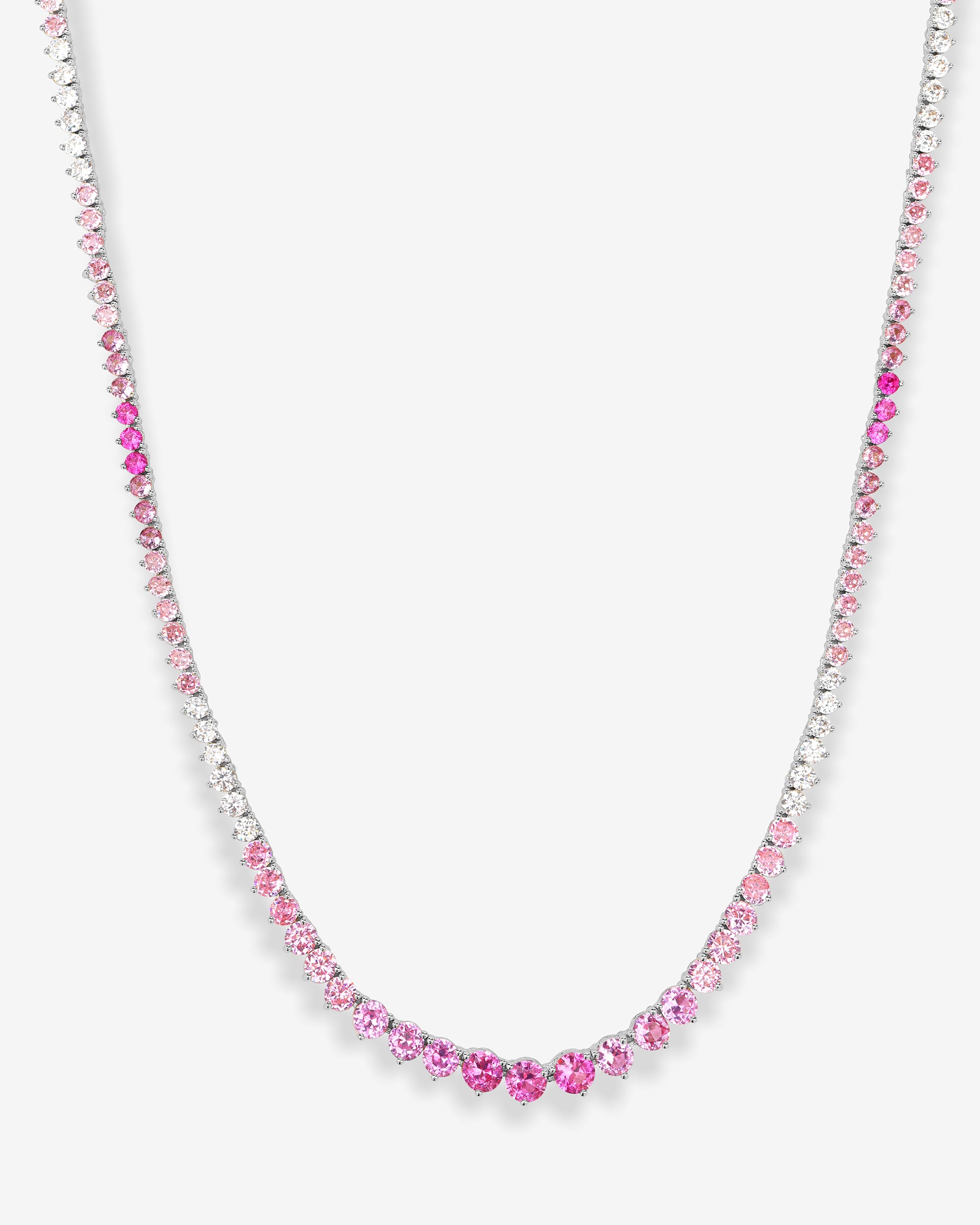 Not Your Basic Graduated Ombré Tennis Necklace - Silver|Pink Sapphire Ombré