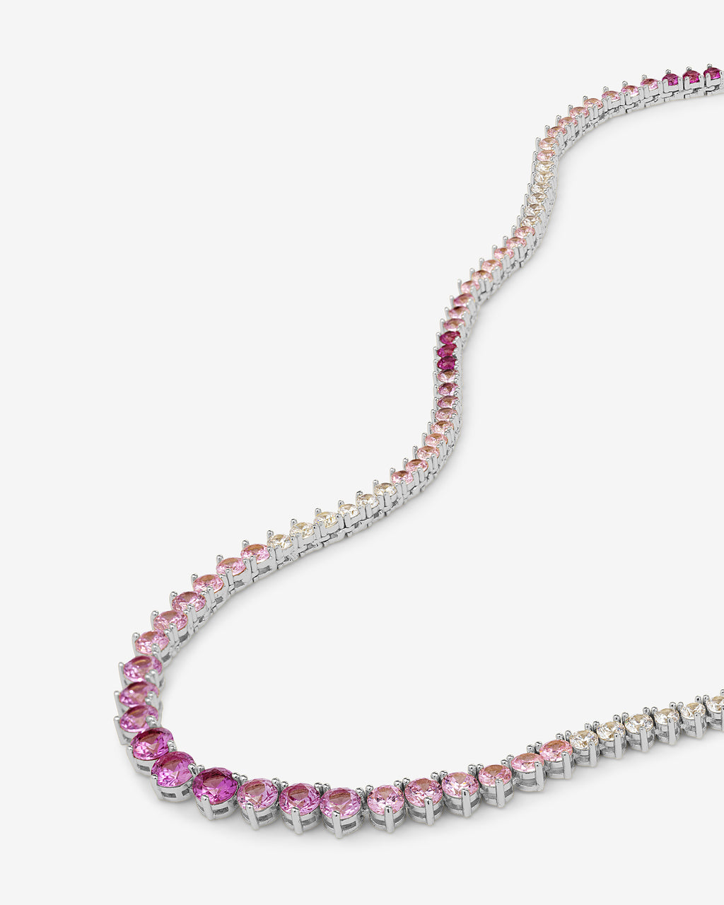 Not Your Basic Graduated Ombré Tennis Necklace - Silver|Pink Sapphire Ombré