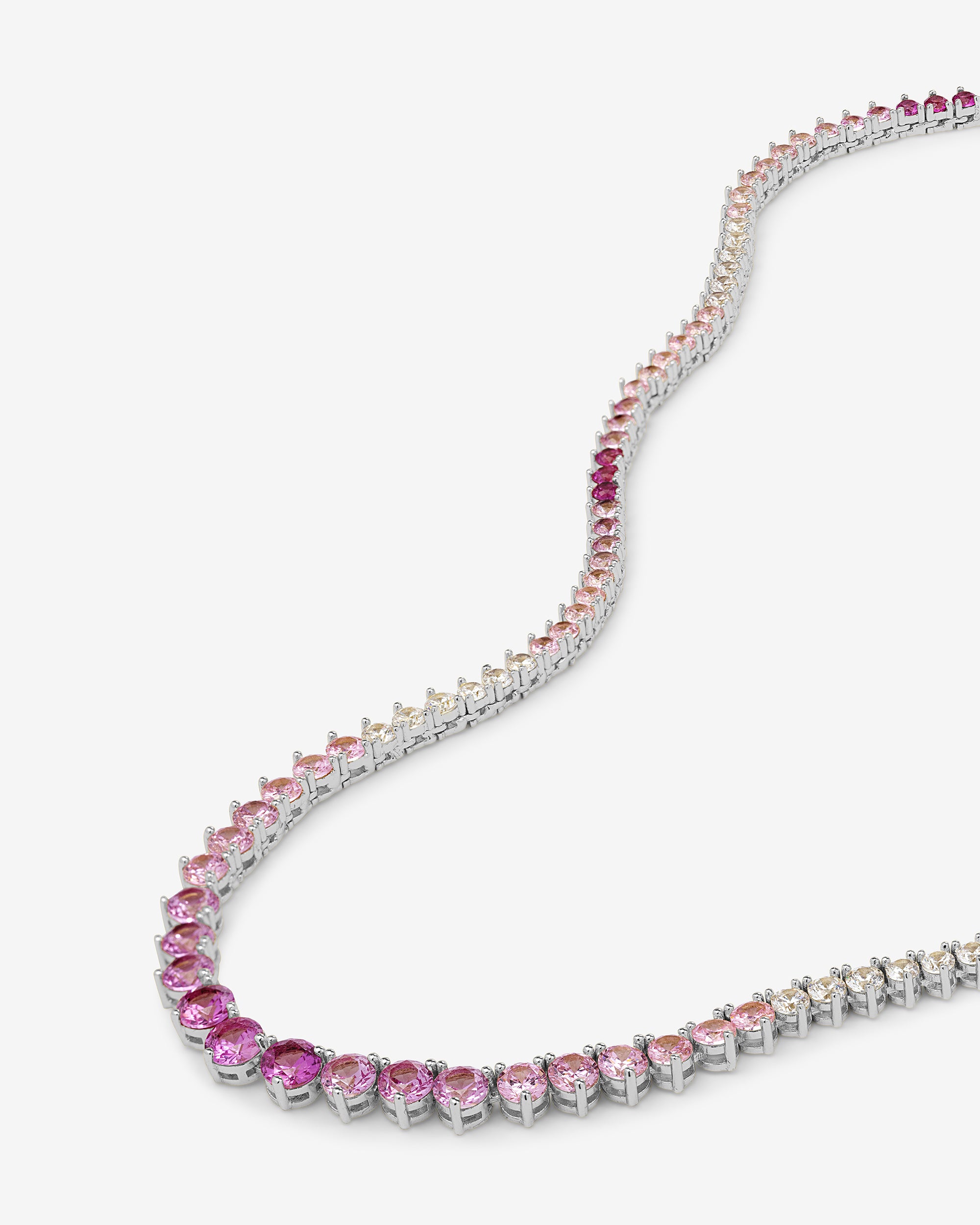 Not Your Basic Graduated Ombré Tennis Necklace - Silver|Pink Sapphire Ombré