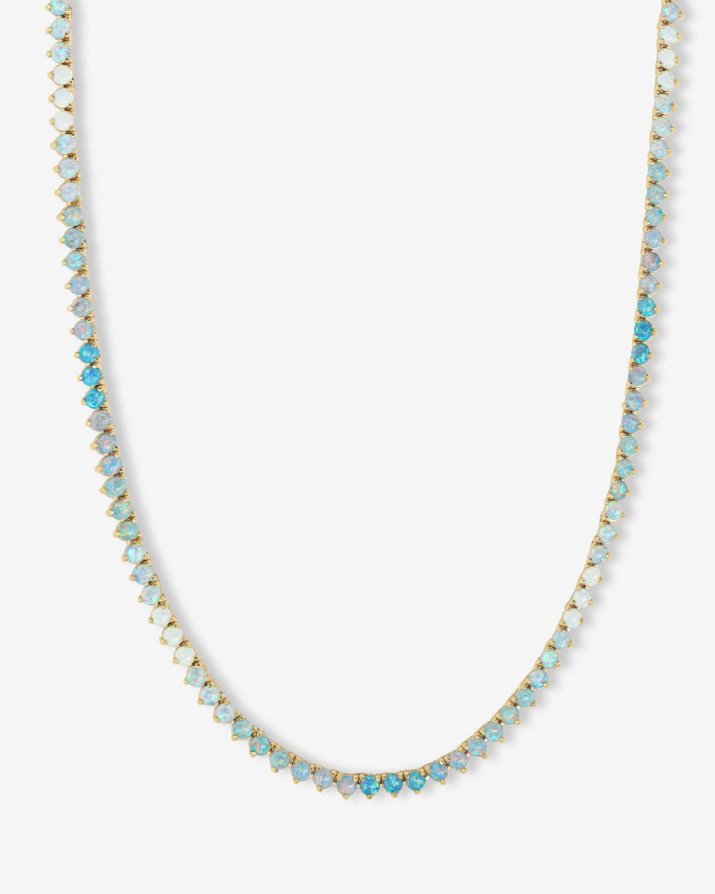 Not Your Basic Ombré Tennis Necklace - Gold|Blue Opal Ombré