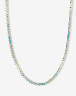 Not Your Basic Ombré Tennis Necklace - Gold|Blue Opal Ombré