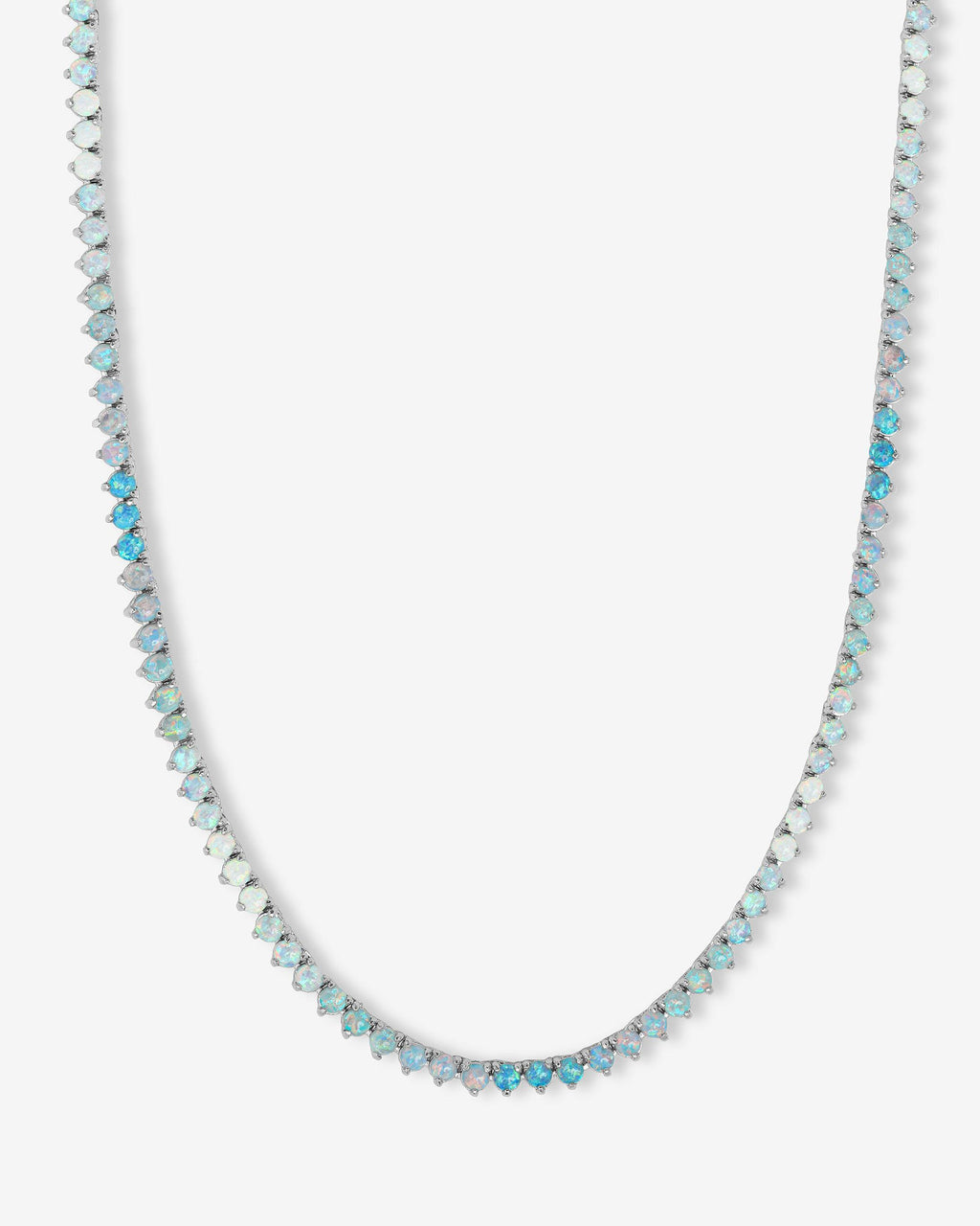 Not Your Basic Ombré Tennis Necklace Silver Blue Opal Ombré