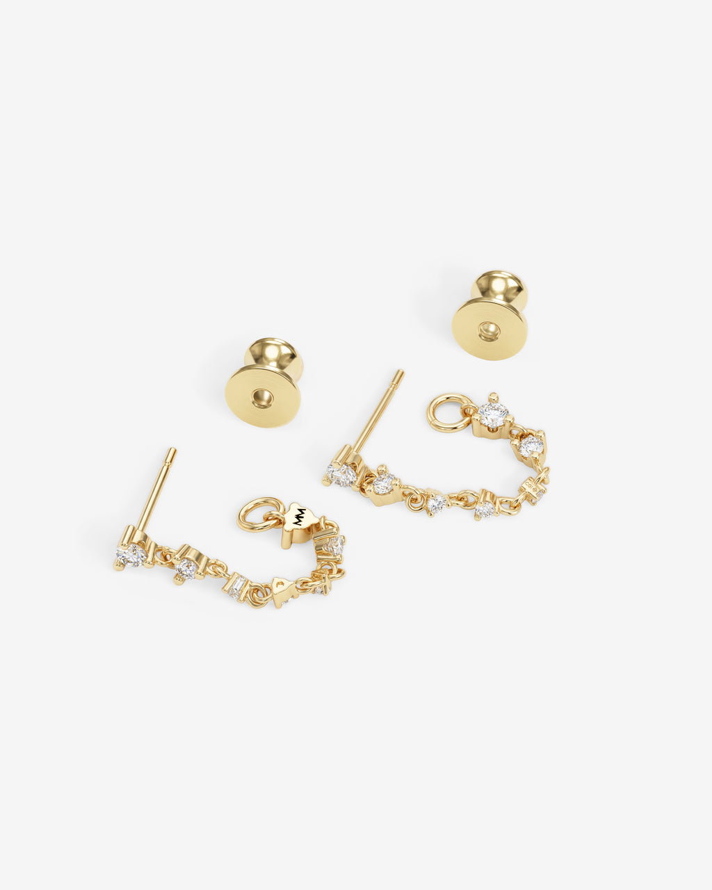 Not Your Basic Soft Hoop Earrings - Gold|White Diamondettes