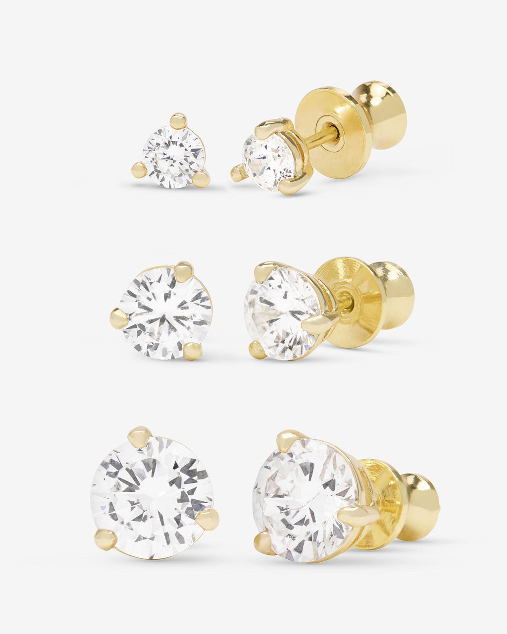 Not Your Basic Stud Set - Gold|White Diamondettes
