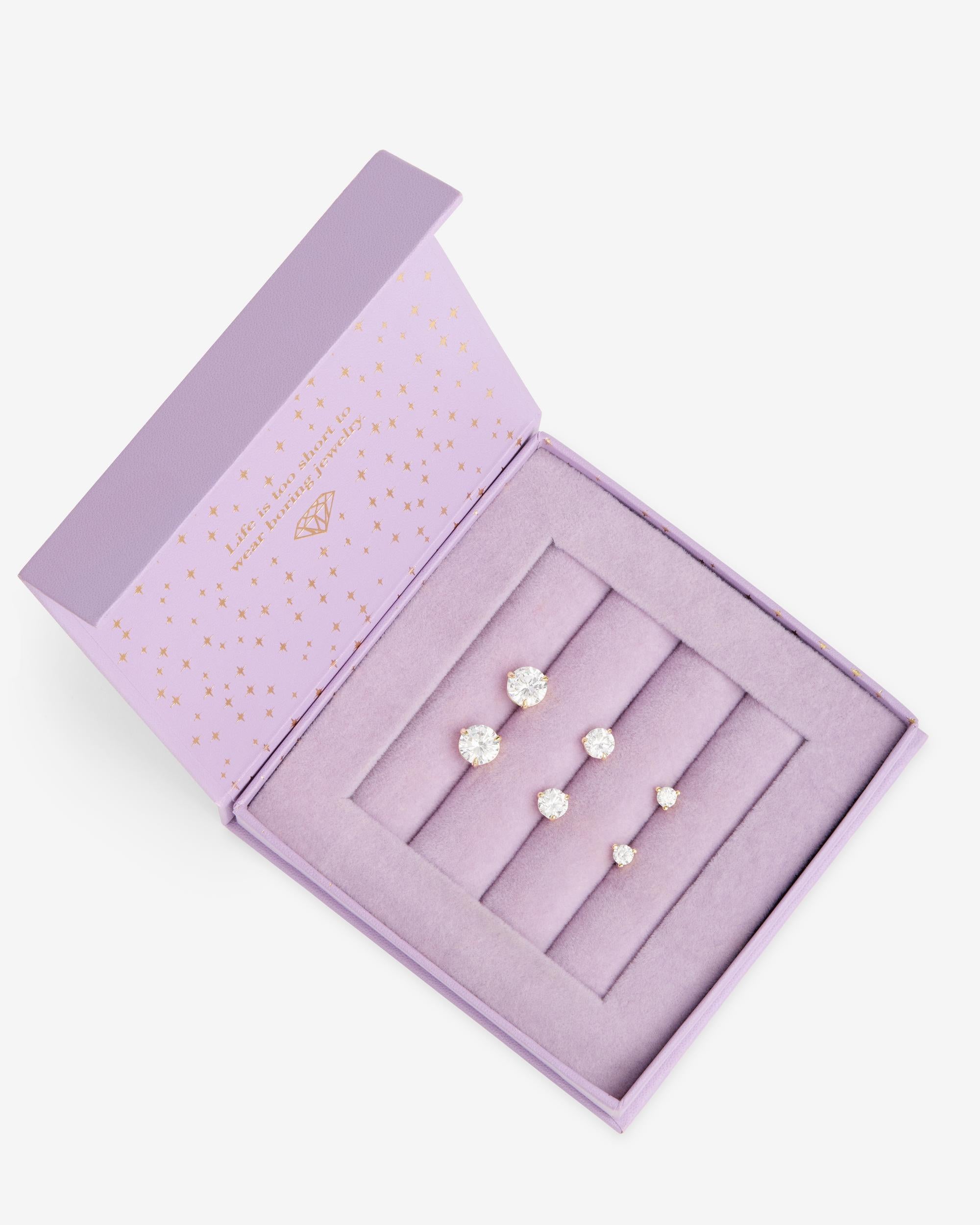 Not Your Basic Stud Set - Gold|White Diamondettes