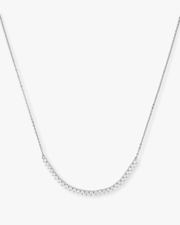 Baby Not Your Basic Tennis Chain Necklace - Silver|White Diamondettes