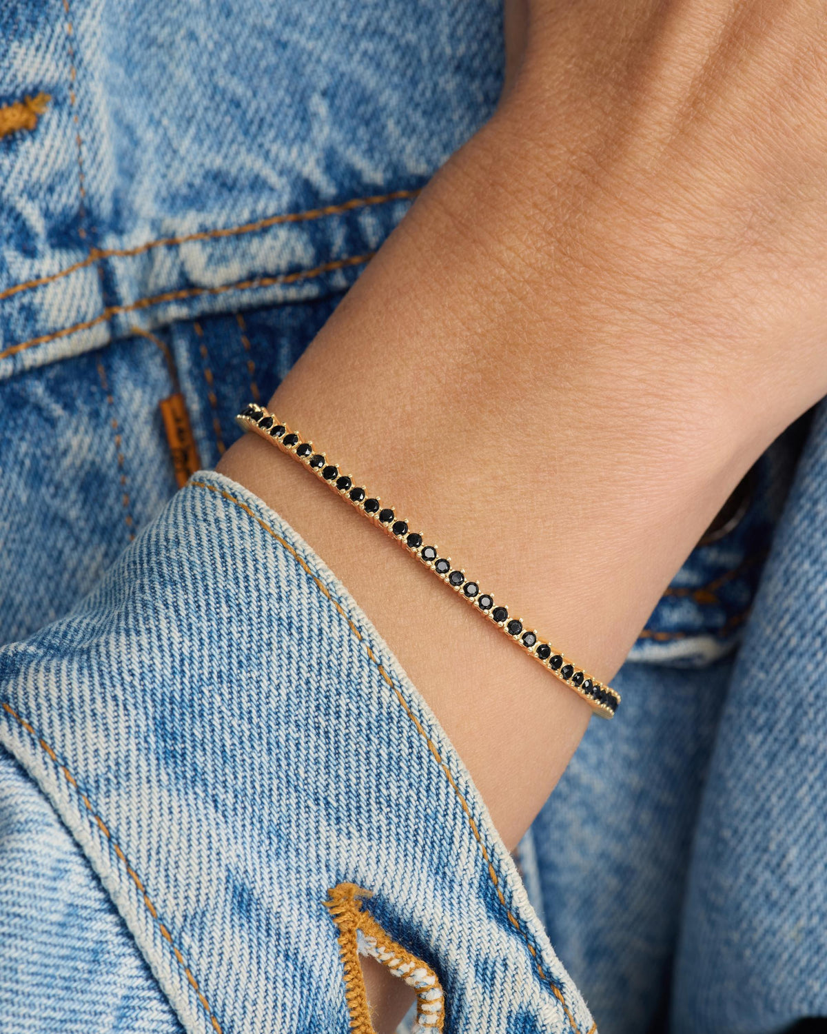 Not Your Basic Tennis Bracelet 2mm - Gold|Black Diamondettes